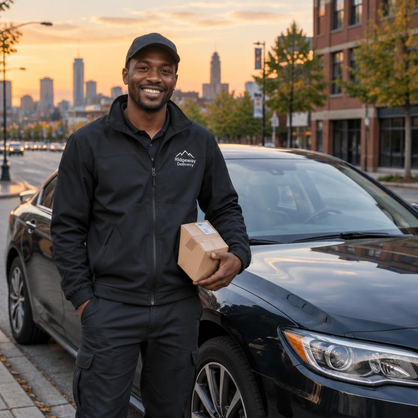 JC beside his car at dusk